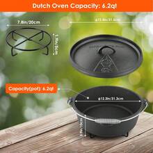 Dutch Oven Pot With Lid, 12 Quart Cast Iron Dutch Oven, Without Feet, With Stand & Spiral-Shaped Handle, Cast Iron Pot For Outdoor & Indoor - 6.2QT - View 5
