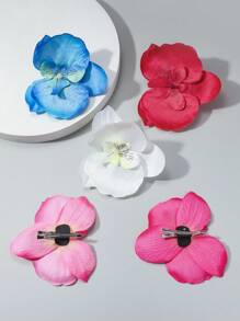 5 Peças Presilhas de Cabelo com Flores de Orquídea Borboleta Multicoloridas Simuladas para Mulheres, Adequadas para Praia, Férias, Festival, Festa de Dança e Uso Diário, Grampos de Orelha de Gato, Grampos de Cabelo de Verão, Acessórios Escolares