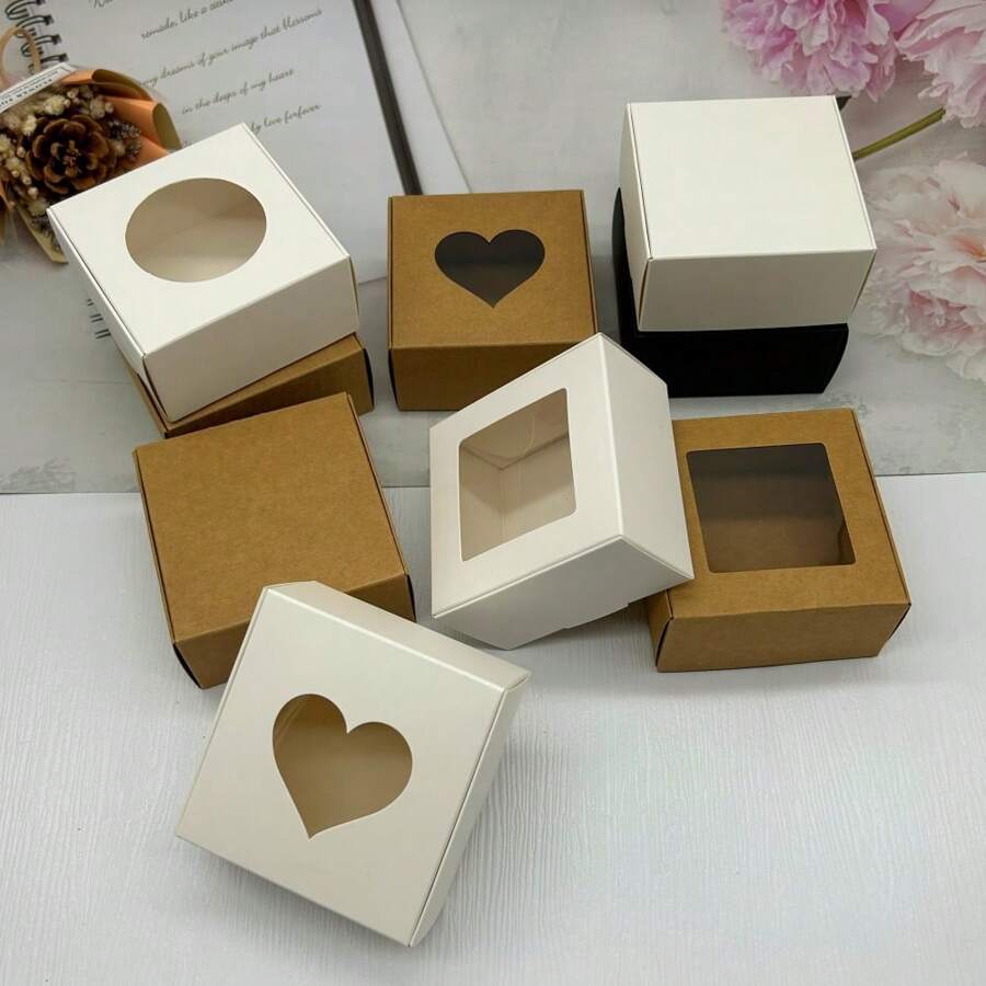 10pcs/Pack 8x8x4cm Paper Cardboard Gift Packaging Box For Handmade Jewelry Display And Wrapping - 8x8x4cm Paper Box - View 1