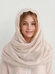 1pc Women Solid Casual Scarf-Style Hijab For Daily Life - Beige - View 7