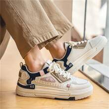 Men's Korean Style Sport Casual Flat Shoes With Fashionable Thick Bottom - dark blue - View 2