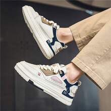 Men's Korean Style Sport Casual Flat Shoes With Fashionable Thick Bottom - dark blue - View 7