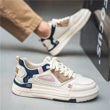 Men's Korean Style Sport Casual Flat Shoes With Fashionable Thick Bottom - dark blue - View 5