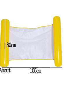 1pc Inflatable Hammock Bed With Mesh, Foldable Swimming Ring & Backrest Floating Row, Water Accessories Lounger & Sofa Summer Pool Float, Beach Essentials, Beach Accessories - Yellow - View 4