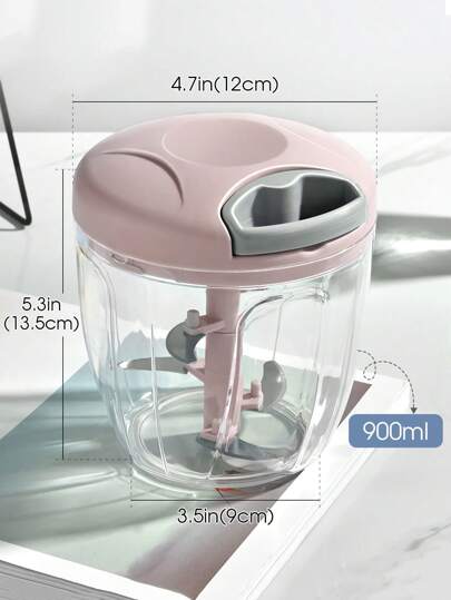 1pc Portable Manual Food Processor, Vegetable Chopper, Garlic Ginger Onion Mincer For Vegetables, Fruits, Nuts, Herbs (1 Pink)