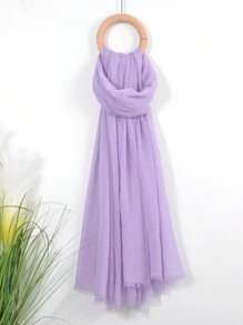 燈紫色柔軟和透氣百搭單色圍巾,髮箍,披肩適用於各種各樣場合 - 淡紫色 - 查看 7