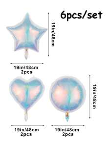 3/6pcs 19-Inch Transparent Rainbow Aluminum Film Balloons, Laser Star-Shaped, Heart-Shaped, Round Foil Balloons, Ideal For Birthday Party, Wedding, Engagement Decoration - Multicolor - View 10