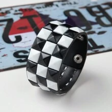 1 chiếc Vòng tay nam PU ba lớp được sơn phun và đính đinh tán theo phong cách Punk & Casual cá nhân hóa, Vòng đeo tay Unisex sành điệu, Vòng tay cặp đôi đơn giản & thời trang, Vòng tay học sinh phong cách Rock & Roll - Nhiều màu - Xem 25