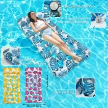 1pc Summer Inflatable Water Lounge Chair Float, Pvc Inflatable Floating Bed For Swim Pool Party, Sun Lounger For Sunbathing, Relaxing, Swimming Pool Pool Float - Yellow - View 8