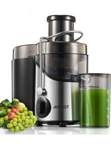 JUILIST Licuadoras Para Verduras y Frutas, 400W Extractor de jugo con 65MM de Boca Ancha, 3 Velocidades, Acero Inoxidable, Fácil de limpiar, Plata