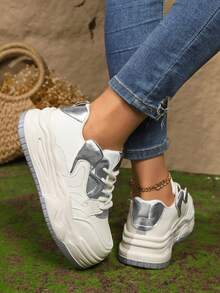 Women Wedge Sneakers - Silver - View 5