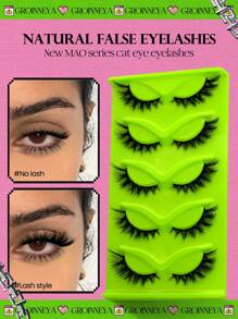 GROINNEYA Cat Eye Eyelashes 5 Pairs Faux Mink Lashes Fox Eye Lashes Natural Look Eyelashes Lash Extension Makeup Tools(3DMAO-13) Strip Lashes,Lashes,Eyelashes,Fake Lashes - Black - View 6