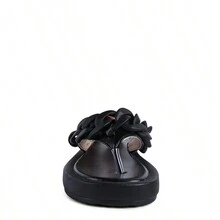 Zing Link Chain Thong Flats - Black - View 6