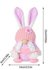 One Plaid Bunny Ear Stuffed Rabbit Plush Doll, Rabbit Zodiac Doll Gift Pillow Decoration - Multicolor - View 3