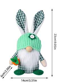 One Plaid Bunny Ear Stuffed Rabbit Plush Doll, Rabbit Zodiac Doll Gift Pillow Decoration - Multicolor - View 2