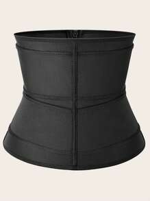 身形塑造腰帶減肥包裹塑身衣腹部出汗塑身衣男士健身塑身衣1件套裝 - 黑色 - 查看 3