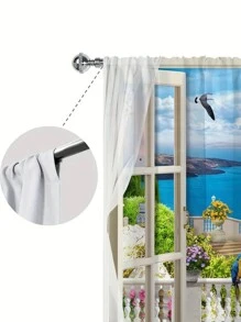 2入組風景印花無孔掛布,適用於臥室辦公室廚房客廳書房家居裝飾