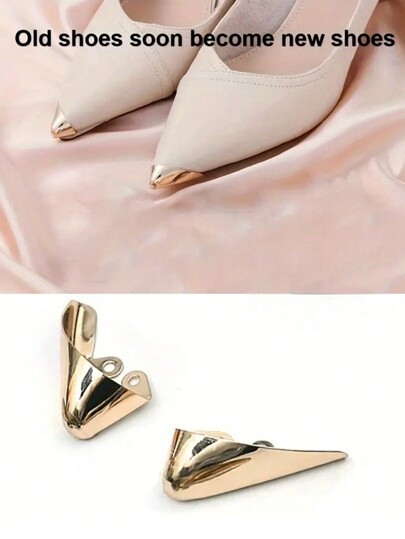 1 paio di protezioni per la punta di scarpe con tacchi alti da donna, scudi anti-graffio per la punta delle scarpe, decorazioni invisibili, cappucci in metallo, eleganti accessori per scarpe per la primavera e l'estate
