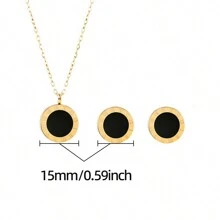 1set Fashionable Stainless Steel Roman Numeral Necklace And Earrings Set For Women, Gift