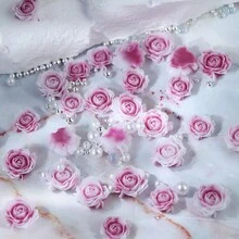 30个可爱雕刻玫瑰美甲装饰品，玫瑰花美甲配件，情人节美甲装饰，美甲用品，专业DIY美甲宝石 - 彩色 - 查看 3