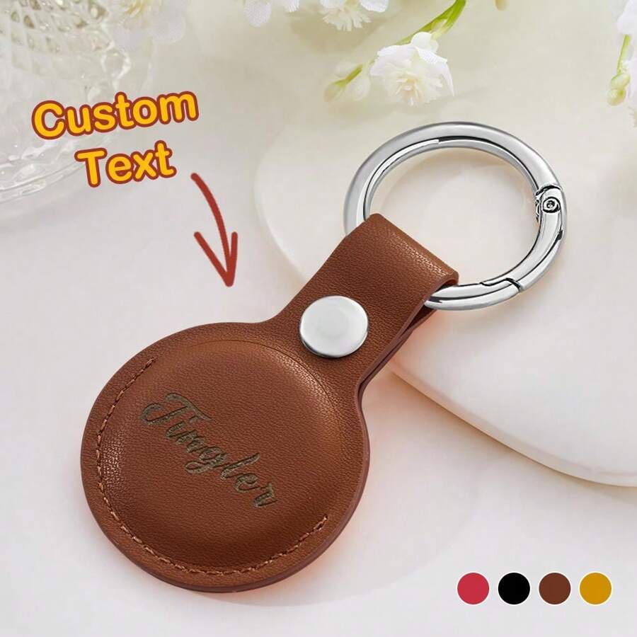 1pc Custom Leather Airtag Holder With Your Photo Name Initials Keychain Compatible With Apple Airtag With Leather Protection Secure Air Tag Holder Keychain With Metal Ring Lock Durable Airtag Case Cover Key Ring Accessories - Yellow/Black/Red/Brown Gifts For Boyfriend Girlfriend Funny,Kawaii,Y2K,Stylish,Unisex,Casual,Custom,Personalized,Unique,Customized,Ideal Gifts For Him,Ideal Gifts For Her,Her,Boyfriend,Girlfriend,Family,Friends,Children,For Anniversaries,For Valentine's Day,For Mother's Day,For Birthdays,For Children's Day,For Father's Day,For Graduation,For Weddings,For Housewarming
