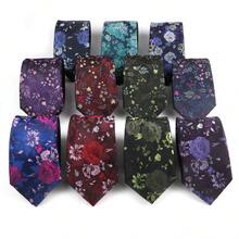 1 条男士 7 厘米涤纶时尚领带，带有大朵小花图案，适合婚礼、派对、约会休闲 - 彩色 - 查看 1