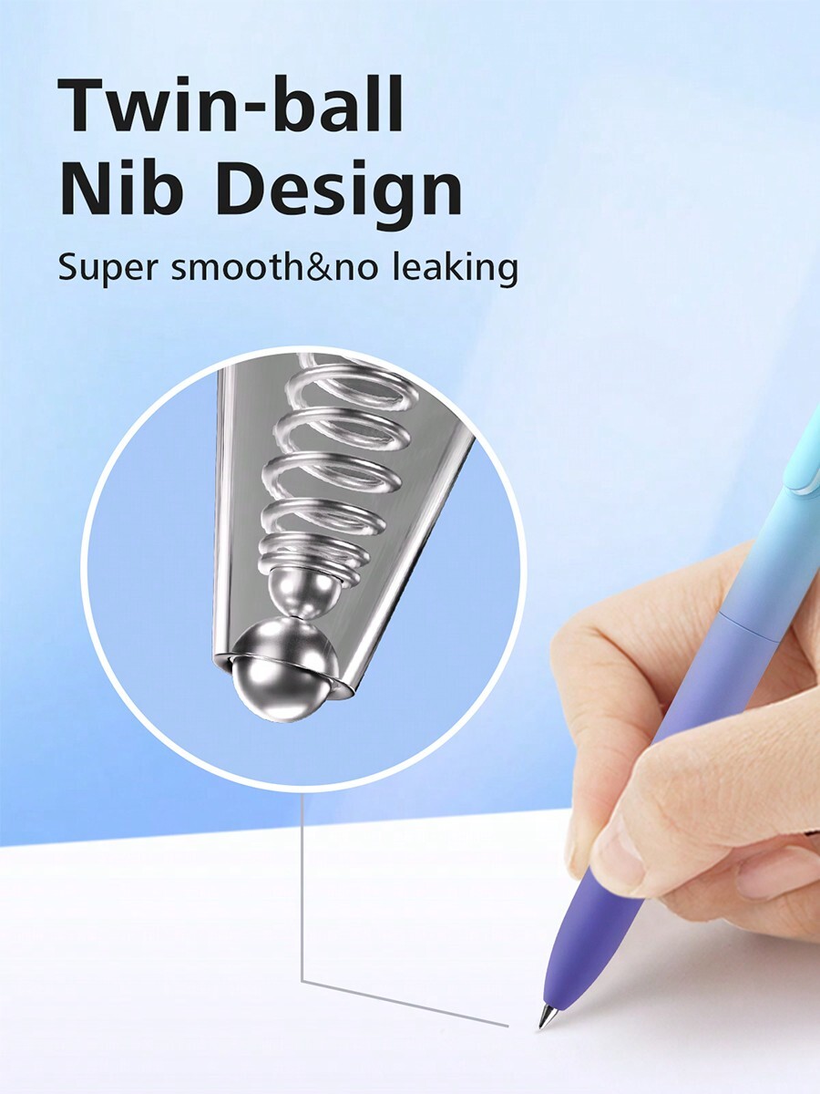 WRITECH Fine Point Gel Pens 0.5mm Retractable 6ct Smooth Writing No