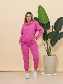 Women Two-Piece Outfits - 玫瑰紅 - 查看 3