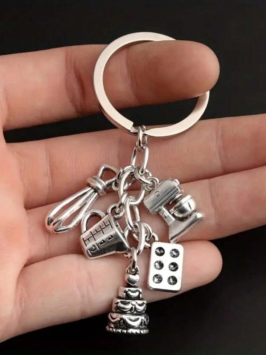 1 件可爱迷你烘焙工具钥匙扣套装，男女通用厨房用具饰物，适用于背包、钱包、手提包、汽车钥匙扣街头汽车配件包饰学院风哥特风 Y2k