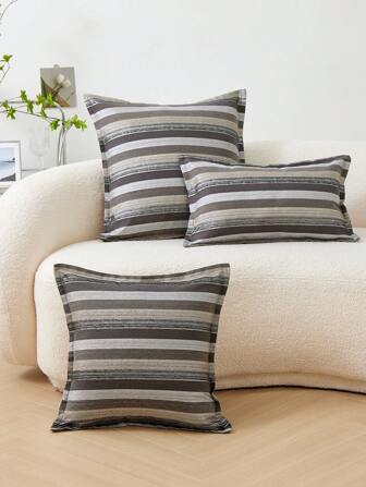 1個彩色編織條紋純色抱枕套