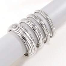 Conjunto De Brazaletes Dorados / Plateados 1-2 Piezas Para Mujeres Hombres, Pulsera De Cadena De Enlace Elástica, Pulsera De Brazalete Ancho Flexible Con Algunas Piezas Grandes Doradas Para Mujeres Hombres, Pulsera De Acero Inoxidable Lleno De Oro No Se Empaña Joyería De Moda - Multicolor - Ver 8