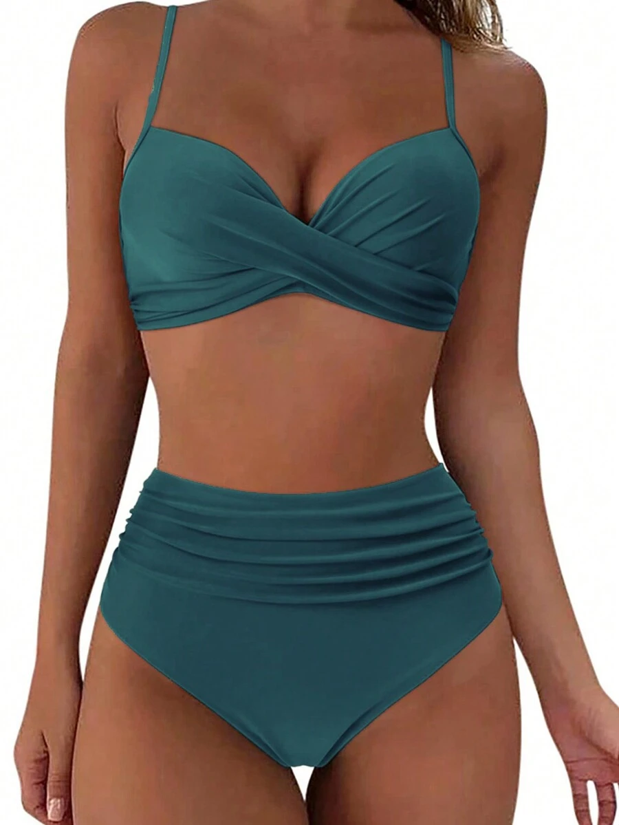 Bộ bikini kiểu Bohemian co giãn cao dành cho nữ, thiết kế dây mảnh, cạp cao. - Màu xanh lam - Xem 1