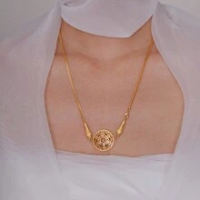 1pc S925 Sterling Silver Hollow Out Necklace, Suitable For Men And Women Daily Wear - Yellow Gold - View 2