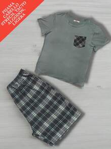 2-PIECE MEN'S SHORT PAJAMA SET, COTTON FEEL IN PLUS SIZES - Multicolor - View 1