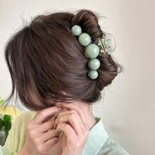 1 pieza Pinza de pelo de color albaricoque elegante y de moda con una gran perla falsa, estilo pinza de pelo, adecuado para uso diario, citas y vacaciones