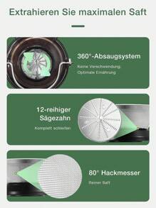 JUILIST Licuadoras Para Verduras y Frutas, 400W Extractor de jugo con 65MM de Boca Ancha, 3 Velocidades, Acero Inoxidable, Fácil de limpiar, Plata