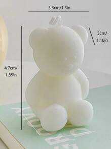 1pc Bear Shape Aromatherapy Candle Diy Craft With Slight Color Difference Due To Handmade Production,Room Decor,Gifts Birthday Graduation - White - View 3