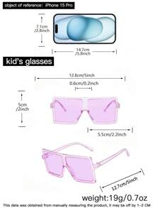 Fashionable Square Frame Children's Sunglasses And Colorful Glasses Chain - Mauve Purple - View 5