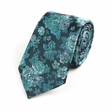 1 条男士 7 厘米涤纶时尚领带，带有大朵小花图案，适合婚礼、派对、约会休闲 - 彩色 - 查看 12