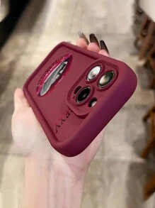 舌頭舔唇紅色性感英文繪製的新款高端溝槽皮膚般厚防摔手機殼，適用於蘋果15promax三星A52/A13/A14/S22ultraS23/S23ultra/Youth RedMi 11，iPhone14promax/13/12mini/Xs/Xr/11/7plus/8p/78ES26s - 彩色 - 查看 5