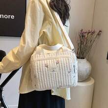 Cute Embroidery Bear Diaper Bag, Stylish Shoulder & Crossbody Bag For Girl Moms, Practical Maternal And Child Backpack - Beige - View 5