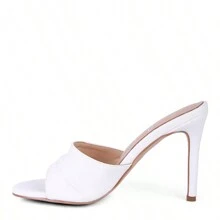 3rd Divorce Wide Strap Casual High Heels - White - View 3