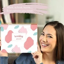 BUBU 1 Miếng Kế hoạch hàng tuần sổ tay - Hằng ngày Hàng tuần Chương trình nghị sự 52 sổ tay Hộp đựng Với Không gian Đối với Thời khoá biểu hàng ngày , Đến , Bữa ăn Kế hoạch Và Theo dõi , In - Hồng - Xem 2
