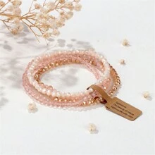 VKHK Conjunto De 4 Pulseiras Elásticas Com Pérolas De Cristal Facetadas Coloridas De 3x4mm Para Presente De Aniversário De Casal Para Homens E Mulheres