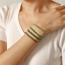 VKHK Conjunto De 4 Pulseiras Elásticas Com Pérolas De Cristal Facetadas Coloridas De 3x4mm Para Presente De Aniversário De Casal Para Homens E Mulheres
