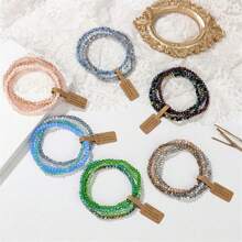 VKHK Conjunto De 4 Pulseiras Elásticas Com Pérolas De Cristal Facetadas Coloridas De 3x4mm Para Presente De Aniversário De Casal Para Homens E Mulheres