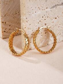 1pair Popular Tassel C Shaped Stainless Steel Earrings Suitable For Ladies' Party Wear