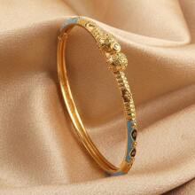 1pc Copper Retro Bracelet With Oil Drop Design And Clasp - Multicolor - View 15