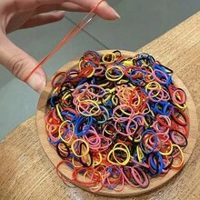 500入組女士用一次性彈性髮圈，夏季2023髮型造型適用的高彈性厚髮圈 - 彩色 - 查看 2