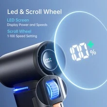 JISULIFE Portable Handheld Turbo Fan, 100 Speeds Adjustable Mini Personal Fan, 9000mAh USB Rechargeable Fan Battery Operated, LED Display, Metal Shell With Accessories Gifts For Men Women Travel - 深灰色 - 查看 5